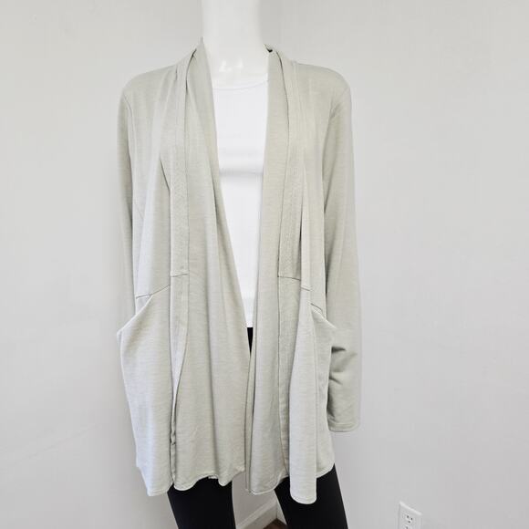 Logo Lounge Lori Goldstein Cardigan Size XL Gray Open Front Pockets Mixed Media - Picture 1 of 11